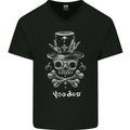 Voodoo Skull Gothic Goth Rock Music Biker Mens V-Neck Cotton T-Shirt Black