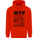 WTF Wheres the Fish Funny Fishing Fisherman Childrens Kids Hoodie Bright Red
