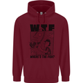 WTF Wheres the Fish Funny Fishing Fisherman Childrens Kids Hoodie Maroon