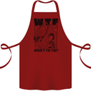 WTF Wheres the Fish Funny Fishing Fisherman Cotton Apron 100% Organic Maroon