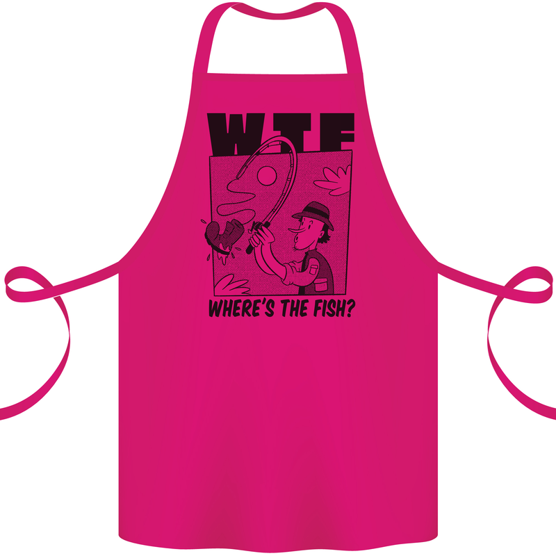 WTF Wheres the Fish Funny Fishing Fisherman Cotton Apron 100% Organic Pink