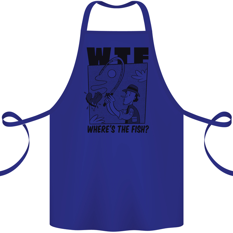 WTF Wheres the Fish Funny Fishing Fisherman Cotton Apron 100% Organic Royal Blue