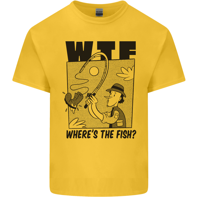 WTF Wheres the Fish Funny Fishing Fisherman Kids T-Shirt Childrens Yellow