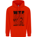 WTF Wheres the Fish Funny Fishing Fisherman Mens 80% Cotton Hoodie Bright Red