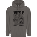 WTF Wheres the Fish Funny Fishing Fisherman Mens 80% Cotton Hoodie Charcoal