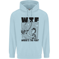 WTF Wheres the Fish Funny Fishing Fisherman Mens 80% Cotton Hoodie Light Blue
