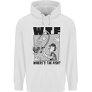 WTF Wheres the Fish Funny Fishing Fisherman Mens 80% Cotton Hoodie White
