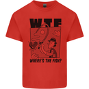 WTF Wheres the Fish Funny Fishing Fisherman Mens Cotton T-Shirt Tee Top Red