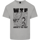 WTF Wheres the Fish Funny Fishing Fisherman Mens Cotton T-Shirt Tee Top Sports Grey