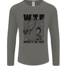 WTF Wheres the Fish Funny Fishing Fisherman Mens Long Sleeve T-Shirt Charcoal