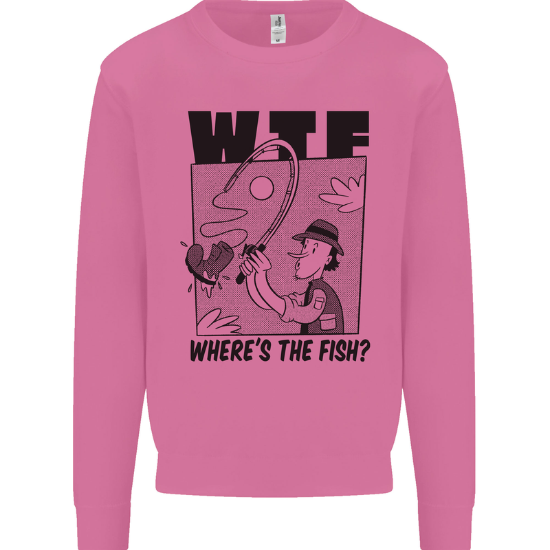 WTF Wheres the Fish Funny Fishing Fisherman Mens Sweatshirt Jumper Azalea