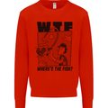 WTF Wheres the Fish Funny Fishing Fisherman Mens Sweatshirt Jumper Bright Red