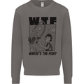 WTF Wheres the Fish Funny Fishing Fisherman Mens Sweatshirt Jumper Charcoal