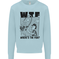 WTF Wheres the Fish Funny Fishing Fisherman Mens Sweatshirt Jumper Light Blue