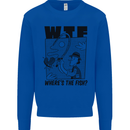 WTF Wheres the Fish Funny Fishing Fisherman Mens Sweatshirt Jumper Royal Blue