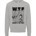 WTF Wheres the Fish Funny Fishing Fisherman Mens Sweatshirt Jumper Sports Grey