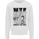 WTF Wheres the Fish Funny Fishing Fisherman Mens Sweatshirt Jumper White