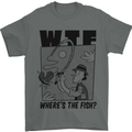 WTF Wheres the Fish Funny Fishing Fisherman Mens T-Shirt 100% Cotton Charcoal