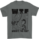 WTF Wheres the Fish Funny Fishing Fisherman Mens T-Shirt 100% Cotton Charcoal