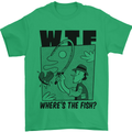 WTF Wheres the Fish Funny Fishing Fisherman Mens T-Shirt 100% Cotton Irish Green