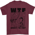 WTF Wheres the Fish Funny Fishing Fisherman Mens T-Shirt 100% Cotton Maroon