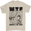 WTF Wheres the Fish Funny Fishing Fisherman Mens T-Shirt 100% Cotton Sand
