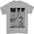 WTF Wheres the Fish Funny Fishing Fisherman Mens T-Shirt 100% Cotton Sports Grey