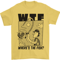 WTF Wheres the Fish Funny Fishing Fisherman Mens T-Shirt 100% Cotton Yellow