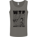 WTF Wheres the Fish Funny Fishing Fisherman Mens Vest Tank Top Charcoal