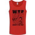 WTF Wheres the Fish Funny Fishing Fisherman Mens Vest Tank Top Red
