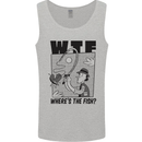 WTF Wheres the Fish Funny Fishing Fisherman Mens Vest Tank Top Sports Grey