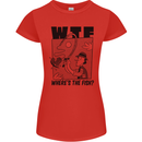 WTF Wheres the Fish Funny Fishing Fisherman Womens Petite Cut T-Shirt Red