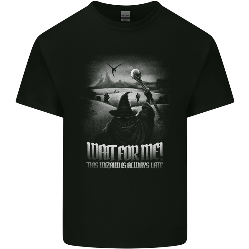 Wait For Me Wizard Always Late Kids T-Shirt Childrens Black
