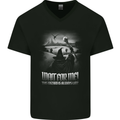 Wait For Me Wizard Always Late Mens V-Neck Cotton T-Shirt Black