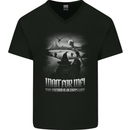 Wait For Me Wizard Always Late Mens V-Neck Cotton T-Shirt Black