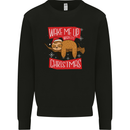Wake Me Up When It's Christmas Funny Sloth Xmas Kids Sweatshirt Jumper Black
