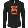 Wake Me Up When It's Christmas Funny Sloth Xmas Mens Long Sleeve T-Shirt Black