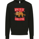 Wake Me Up When It's Christmas Funny Sloth Xmas Mens Sweatshirt Jumper Black