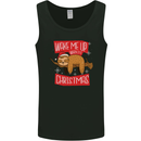 Wake Me Up When It's Christmas Funny Sloth Xmas Mens Vest Tank Top Black