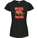 Wake Me Up When It's Christmas Funny Sloth Xmas Womens Petite Cut T-Shirt Black