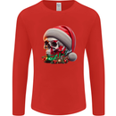 Wales Christmas Skull Xmas Welsh Flag Rugby Mens Long Sleeve T-Shirt Red