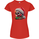 Wales Christmas Skull Xmas Welsh Flag Rugby Womens Petite Cut T-Shirt Red