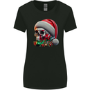 Wales Christmas Skull Xmas Welsh Flag Rugby Womens Wider Cut T-Shirt Black