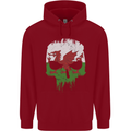 Wales Skull Welsh Gym Biker Flag Childrens Kids Hoodie Red