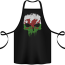 Wales Skull Welsh Gym Biker Flag Cotton Apron 100% Organic Black