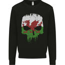 Wales Skull Welsh Gym Biker Flag Kids Sweatshirt Jumper Black