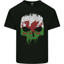 Wales Skull Welsh Gym Biker Flag Mens Cotton T-Shirt Tee Top Black