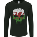 Wales Skull Welsh Gym Biker Flag Mens Long Sleeve T-Shirt Black