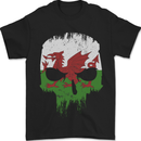Wales Skull Welsh Gym Biker Flag Mens T-Shirt 100% Cotton Black