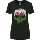 Wales Skull Welsh Gym Biker Flag Womens Wider Cut T-Shirt Black